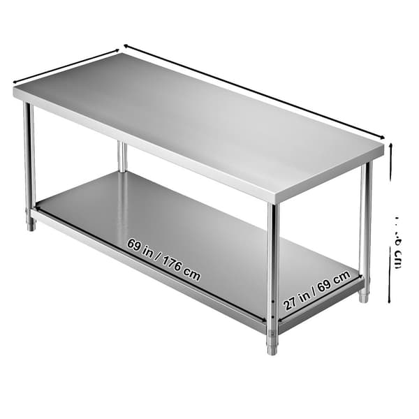 Rostfritt stål arbetsbord, 550lbs kapacitet, tråddragning yta, 3 justerbara höjder,72x30x34 tum