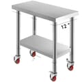 Miniatyrbillede 1 af 2: Køkkenforberedelsesbord, Justerbar hylde, Hjul med hjul,30 x 12 tommer
