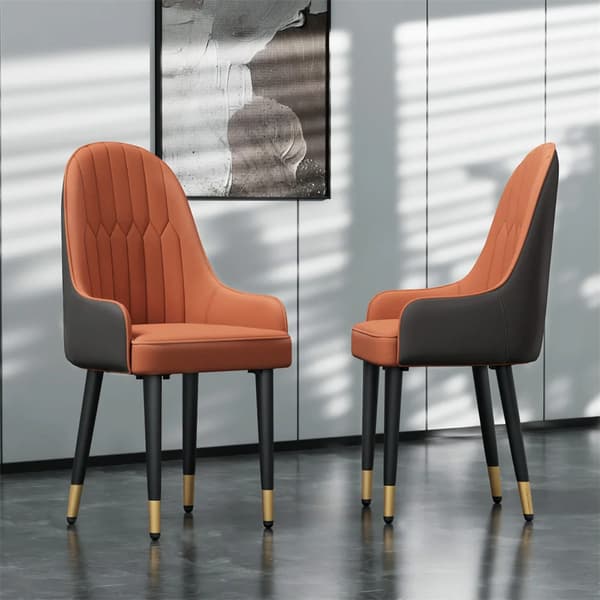 Matbord, Fyrkantig Design, Marmor Finish, Grid Chair-OR-2pcs