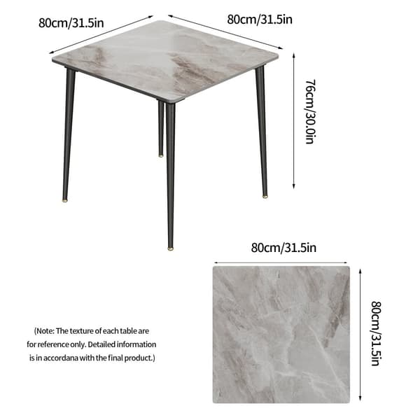 Matbord, Fyrkantig Design, Marmor Finish, Grå
