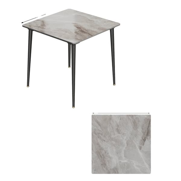 Matbord, Fyrkantig Design, Marmor Finish, Grå