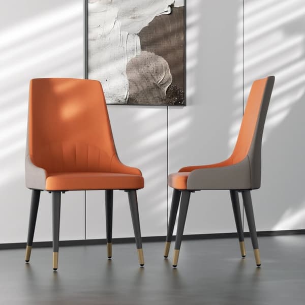 Matbord, Fyrkantig Design, Marmor Finish, Platt stol-ELLER-2 st