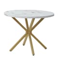 Miniatyrbild 1 av 2: Lyxigt matbord, imitation marmoreffekt, rund design, Vit och Guld