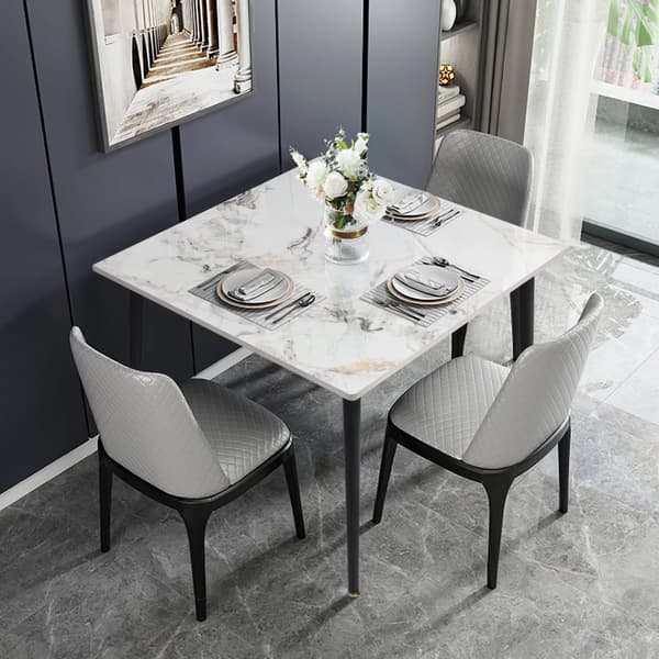 Kök Matbord, Sintered Stone Top, Metallben, Vit och Smaragd