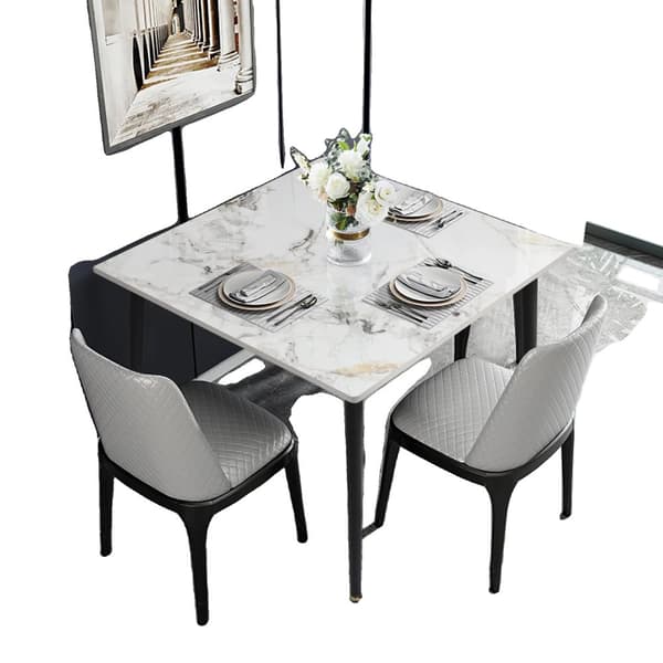 Kök Matbord, Sintered Stone Top, Metallben, Vit och Smaragd