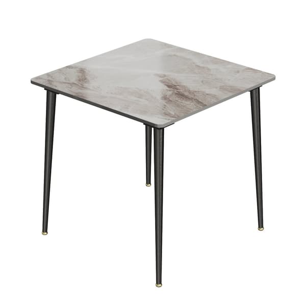 Spisebord, firkantet design, marmorbordplade, metalben, Gloss Grey