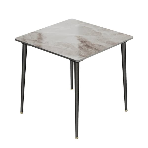 Spisebord, firkantet design, marmorbordplade, metalben, Gloss Grey