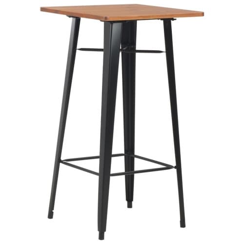 Barbord 60x60x108 cm massiv furu stål svart