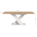Miniatyrbilde 4 av 6: Motion spisebord X-fot 90x150/190cm inkl. 1 tilleggsplate eik dekor, hvit.
