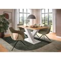 Miniatyrbilde 5 av 6: Motion spisebord X-fot 90x150/190cm inkl. 1 tilleggsplate eik dekor, hvit.
