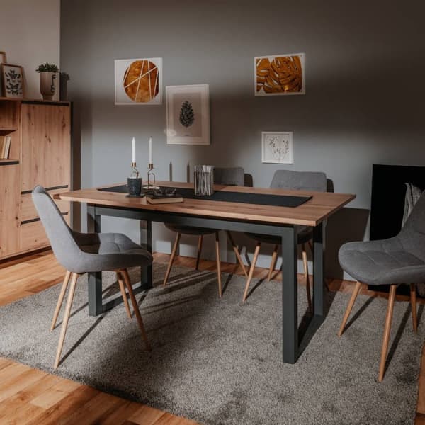Matbord, 160x90x75 cm, Natur och Antracit