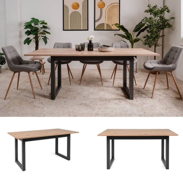 Matbord, 160x90x75 cm, Natur och Antracit