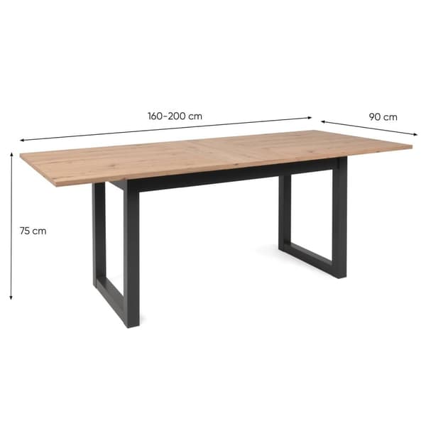 Matbord, 160x90x75 cm, Natur och Antracit