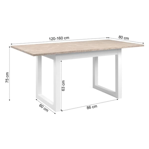 Matsalsbord, 120x80 cm, Vit