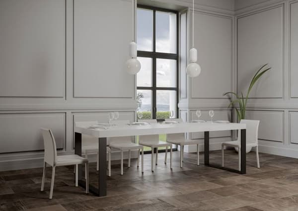 Uttöjbar bord 90x180/440 cm Tecno Premium Frêne Blanc ram Anthracite