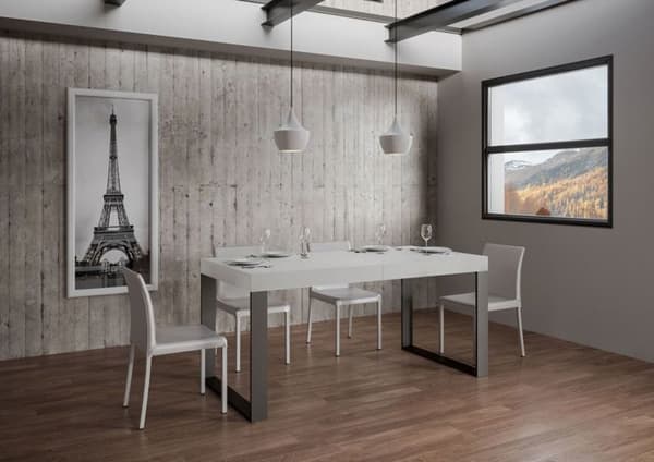 Uttöjbar bord 90x180/440 cm Tecno Premium Frêne Blanc ram Anthracite