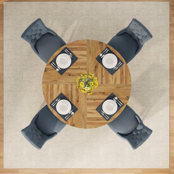 Tribesigns Runt Matbord, 120 cm i Diameter, Industriell Matbord, 6 Personer, MDF Bordsskiva, Köksmöbler Matsal