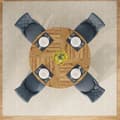Miniatyrbild 5 av 7: Tribesigns Runt Matbord, 120 cm i Diameter, Industriell Matbord, 6 Personer,  MDF Bordsskiva, Köksmöbler Matsal