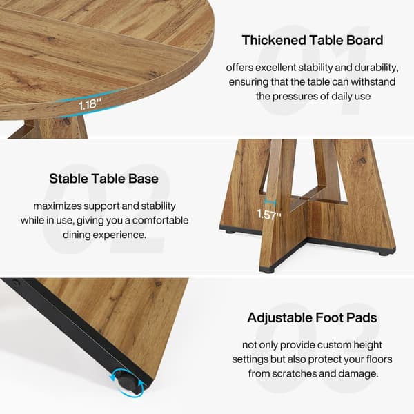 Tribesigns Runt Matbord, 120 cm i Diameter, Industriell Matbord, 6 Personer, MDF Bordsskiva, Köksmöbler Matsal