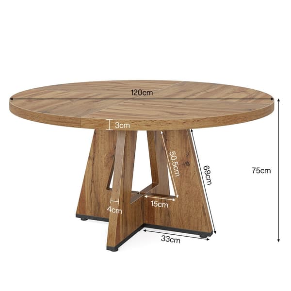 Tribesigns Runt Matbord, 120 cm i Diameter, Industriell Matbord, 6 Personer, MDF Bordsskiva, Köksmöbler Matsal