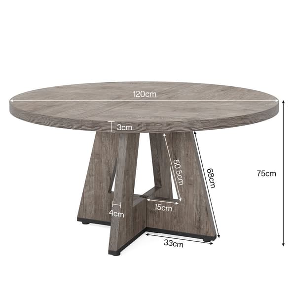 Tribesigns Runt Matbord, 120 cm i Diameter, Industriell Matbord, 6 Personer, MDF Bordsskiva, Köksmöbler Matsal