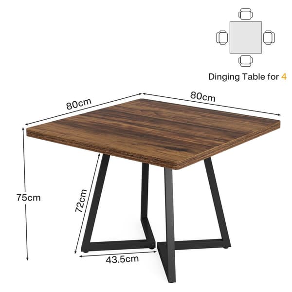 Tribesigns Matbord, Fyrkantig Matbord för 2 till 4 personer, 80 x 80 x 75 cm, Industriell Stil