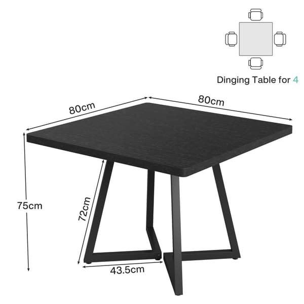 Tribesigns Matbord, Fyrkantig Matbord för 2 till 4 personer, 80 x 80 x 75 cm, Industriell Stil