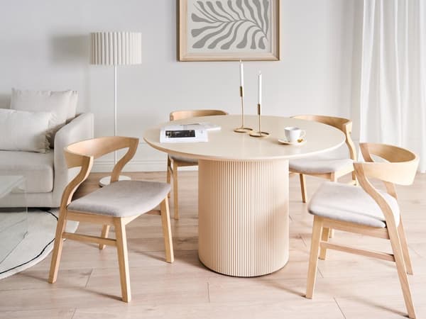 Spisebord Lys Beige Marmor MDF Topp Moderne Industriell Stil