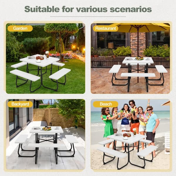 Picknickbord, 67x67x30 tum, Vit
