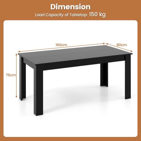 Köksbord, 160x80x76 cm, Svart