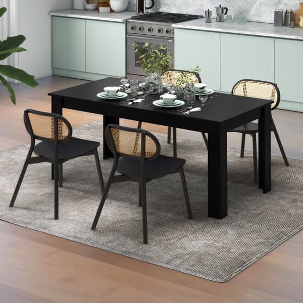 Köksbord, 160x80x76 cm, Svart