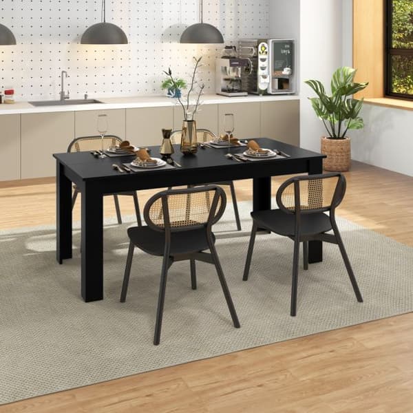 Köksbord, 160x80x76 cm, Svart