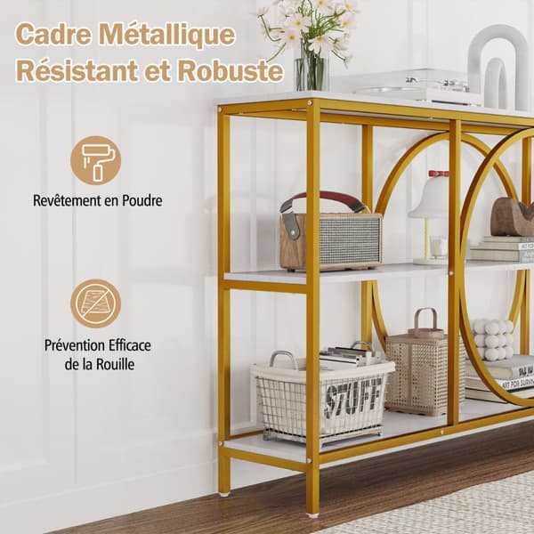 Konsolbord, 180x30x90 cm, Hvid Guld