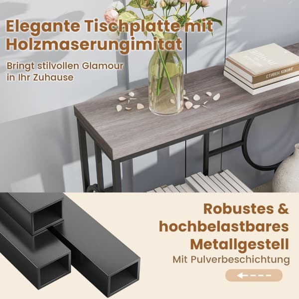 Konsolbord, 180x30x80 cm, Rustikt brun og sort