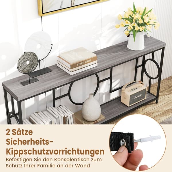Konsolbord, 180x30x80 cm, Rustikt brun og sort