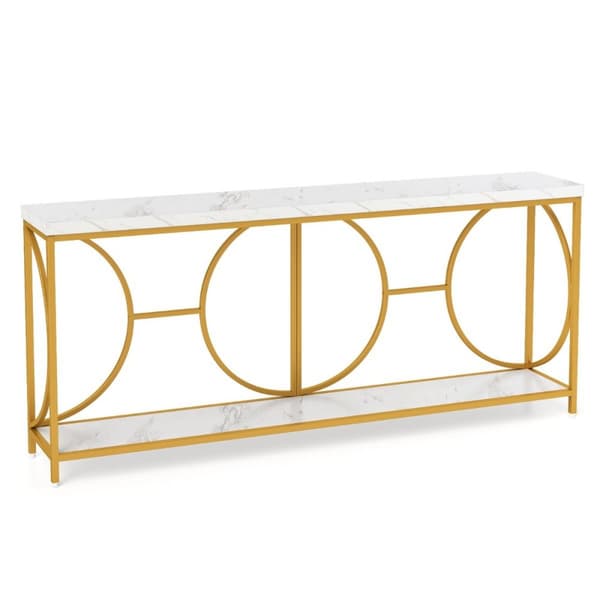 Konsolbord, 180x30x80 cm, Vit Guld