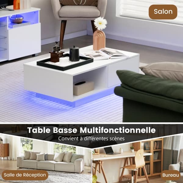 Kaffebord, 95x55x31 cm, Hvid