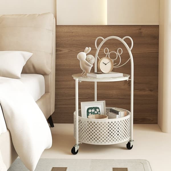 Mobil Glas Kaffebord, 40x36.5x71 cm, Transparent Guld/Vit