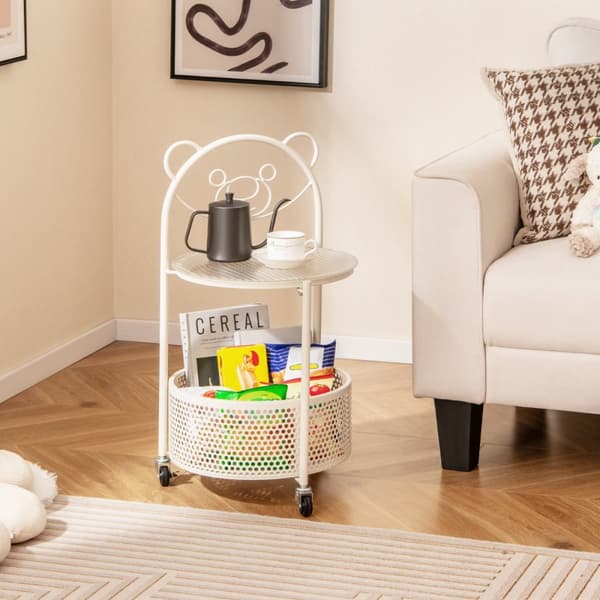 Mobil Glas Kaffebord, 40x36.5x71 cm, Transparent Guld/Vit
