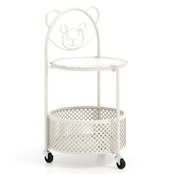 Mobil Glas Kaffebord, 40x36.5x71 cm, Transparent Guld/Vit