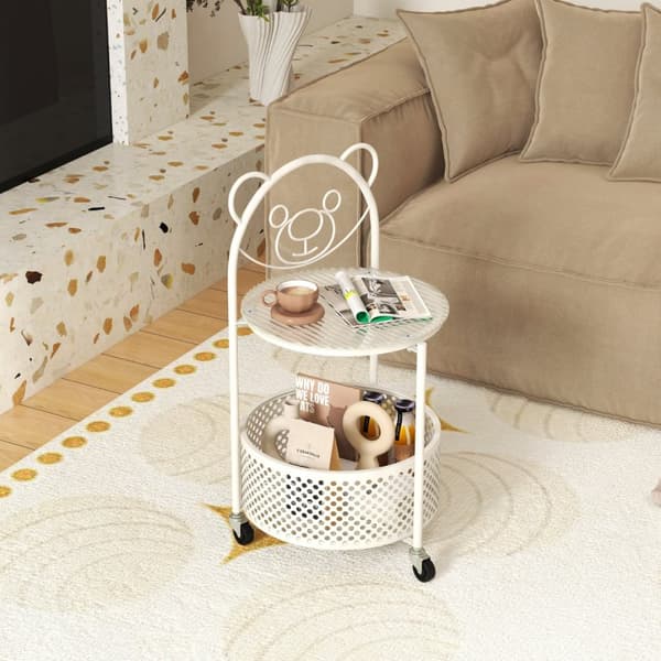 Mobil Glas Kaffebord, 40x36.5x71 cm, Transparent Guld/Vit