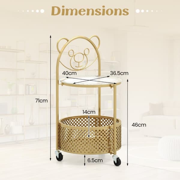 Soffbord, 40x36.5x71 cm, Guld