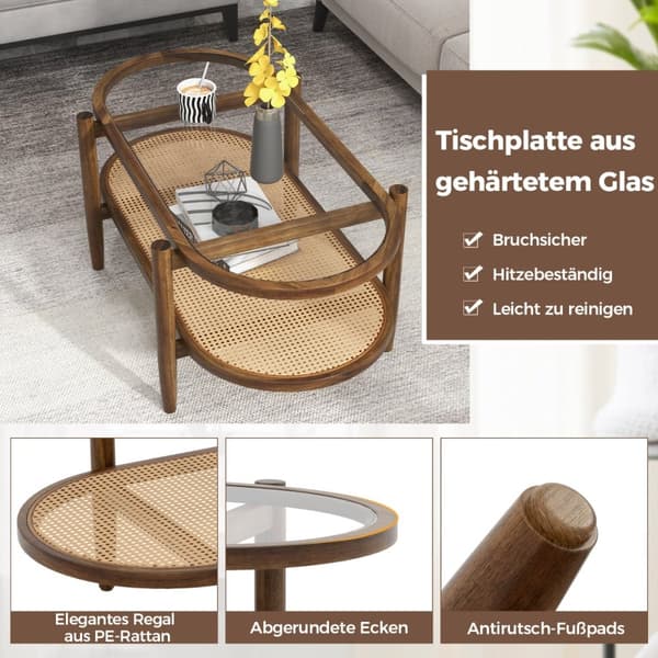 Kaffebord, 102x56x47 cm, Brun