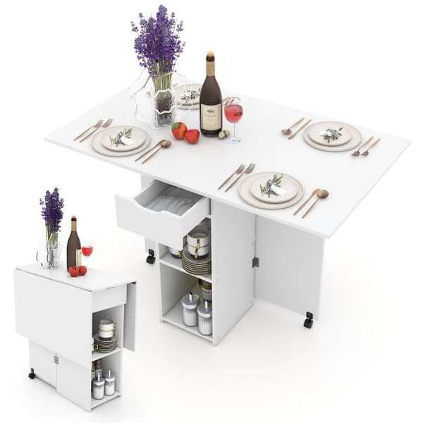 Hopfällbart matbord, 120x72x75 cm, Vit