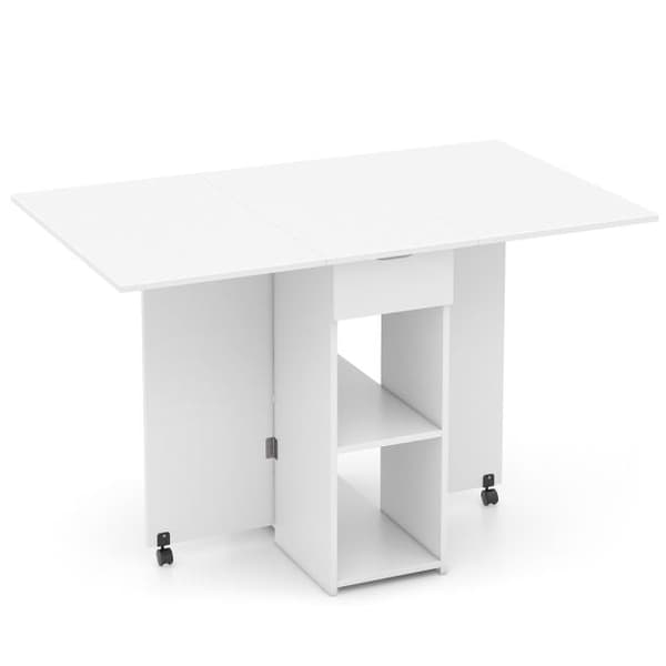 Hopfällbart matbord, 120x72x75 cm, Vit