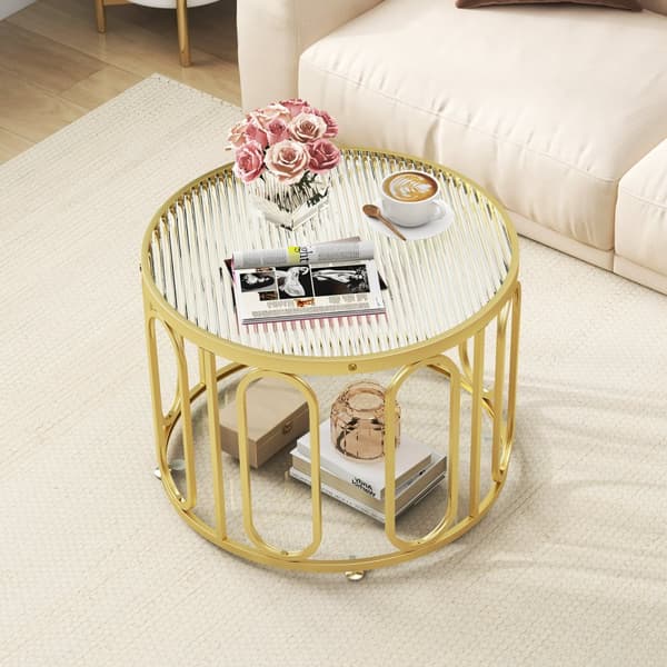 Soffbord, 24x24x17,5 tum, Guld