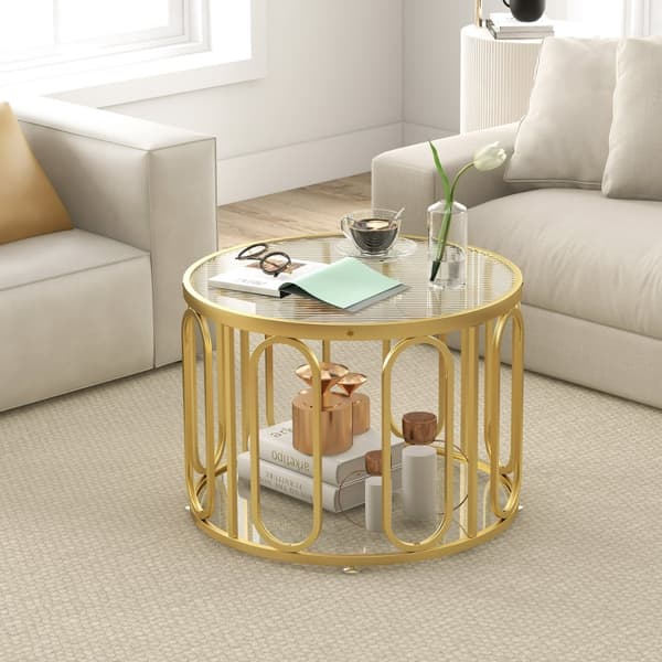 Soffbord, 24x24x17,5 tum, Guld