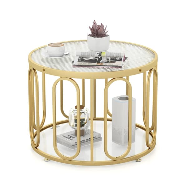 Soffbord, 24x24x17,5 tum, Guld