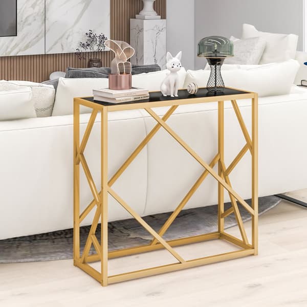 Indgangsbord, 31,5x12x29,5 tommer, Sort Guld