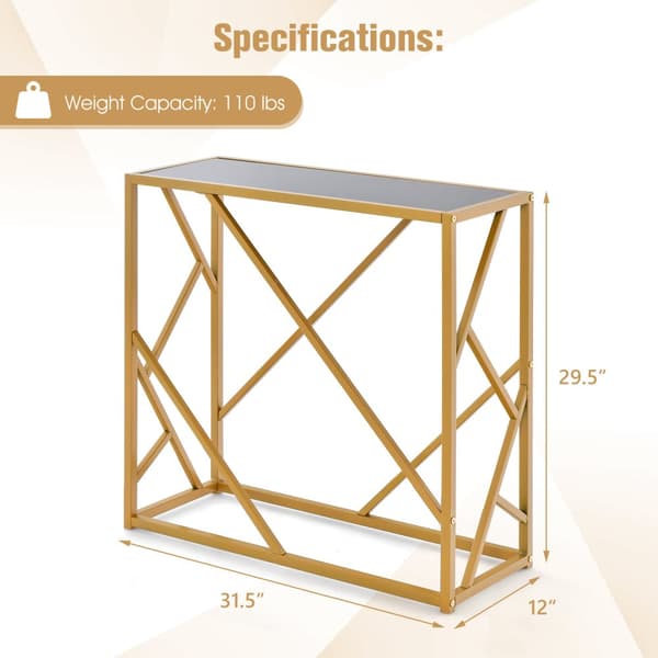 Indgangsbord, 31,5x12x29,5 tommer, Sort Guld